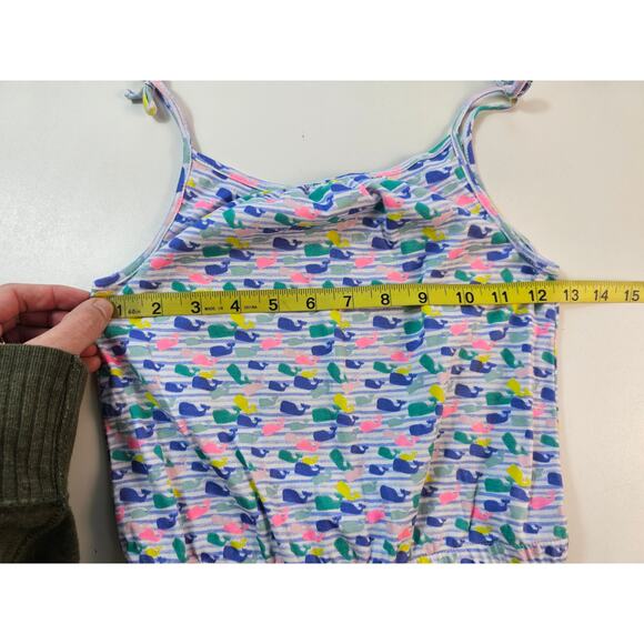 Vineyard Vines EUC girls pocket romper sz S 7-8 whale all over print multicolor - Picture 9 of 9